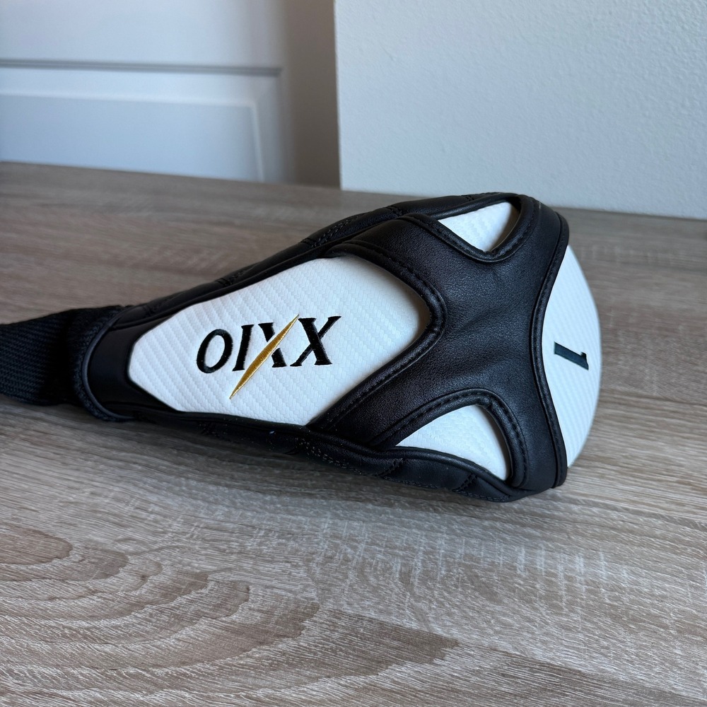 XXIO Driver Headcover White Black Gold Quilted Leather Knit Sock Golf Club Cover